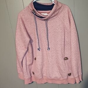 Maurices Pink Quilted Cowl Neck Pullover